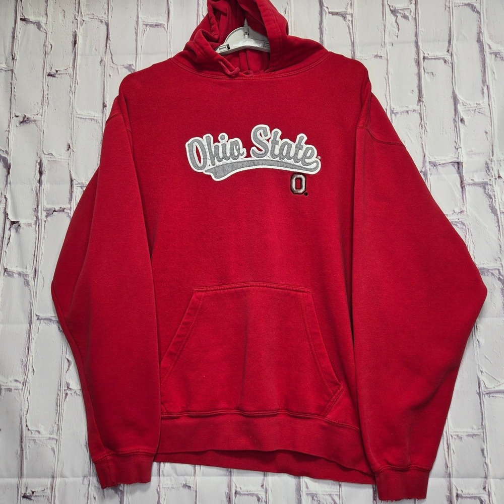 Vintage Y2K Ohio State Buckeyes Mens XL Red Embroidered Hoodie Sweatshirt NCAA